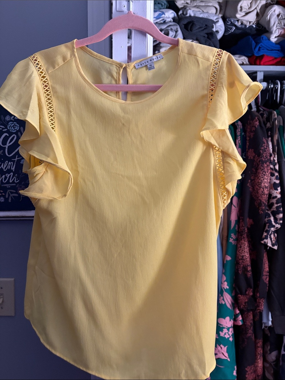 Lush Yellow Ruffle Sleeve Blouse - Lush size xL